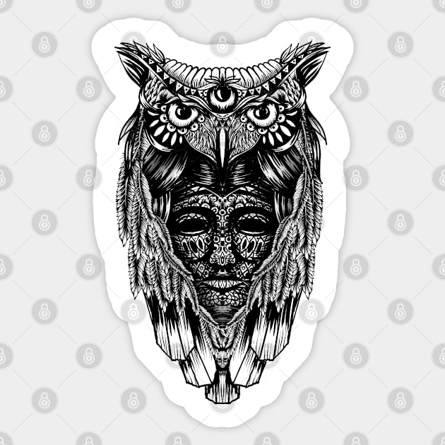 Owl and face Sticker by fakeface